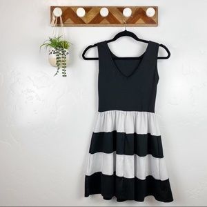 Amber Blue | Black White Stripe A Line Dress